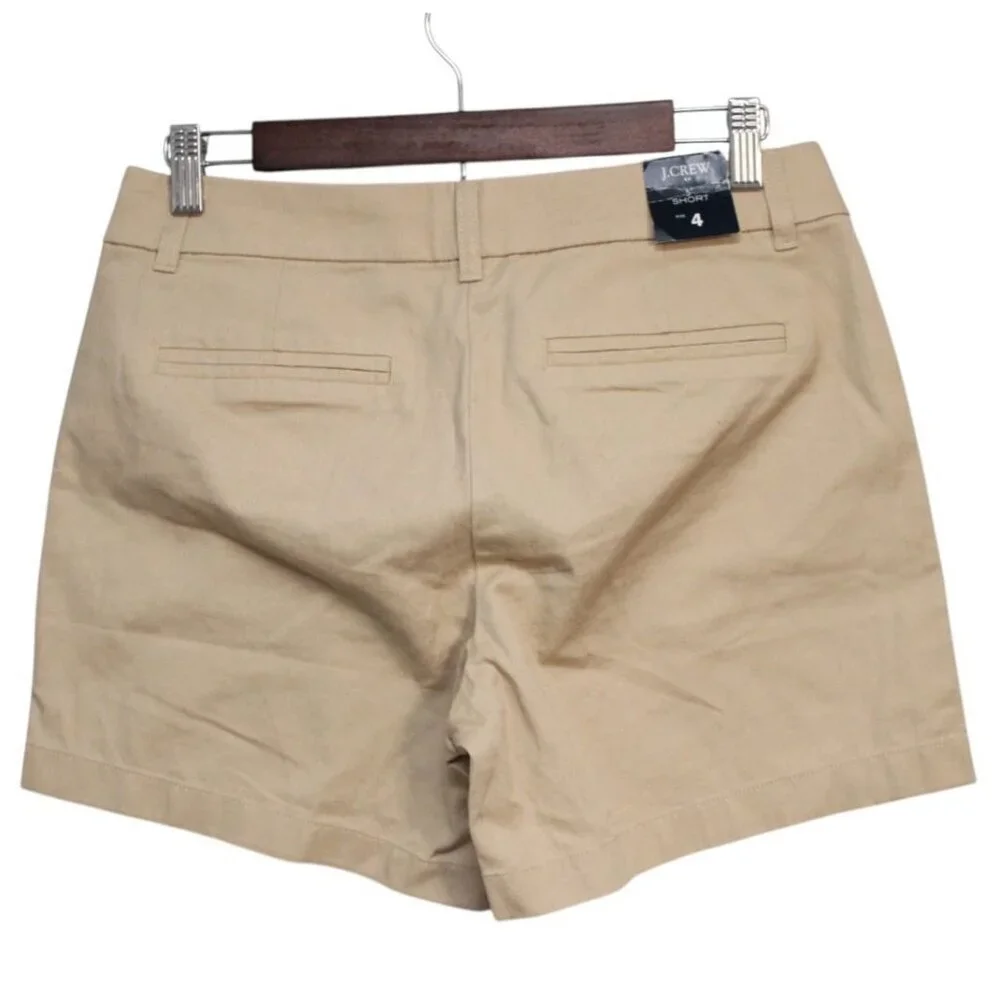 NWT J Crew Factory Chino Shorts Size 4 Tan Khaki Preppy Casual 100% Cotton - Picture 6 of 10